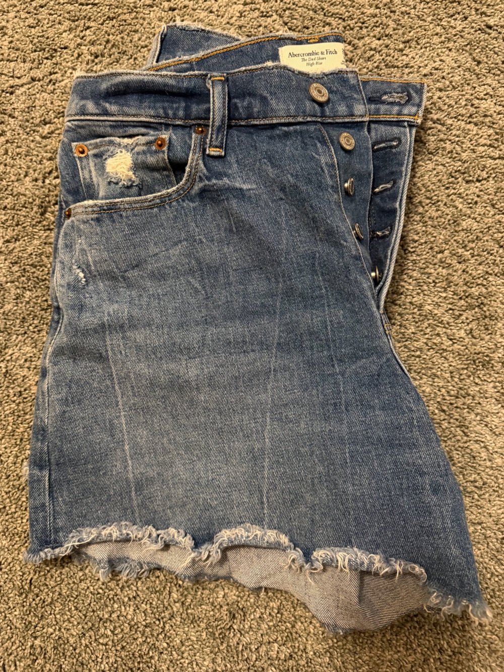 Abercrombie & Fitch Denim High-Rise Dad Shorts with Button Fly